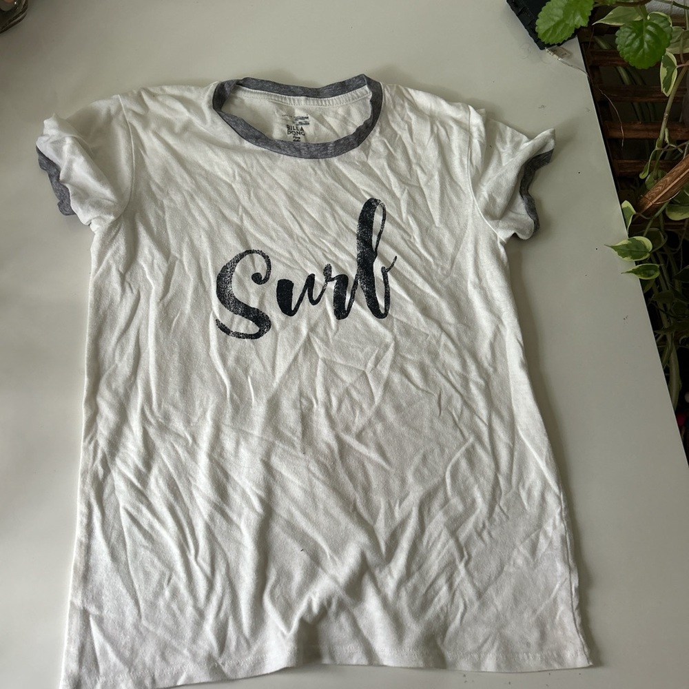 Billabong White and Gray Surf Tee